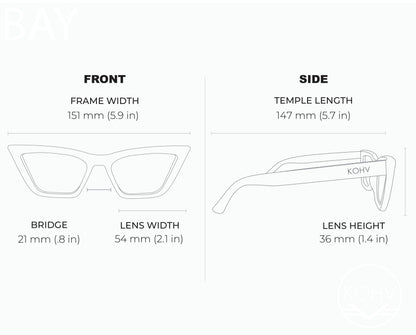 BAY MIDNIGHT AMBER Polarized Women's Cat Eye Sunglasses