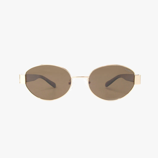 COCO AMBER Polarized Oval Metal Fashion Sunglasses