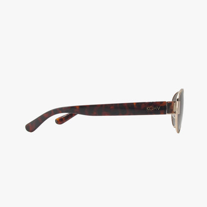 COCO AMBER Polarized Oval Metal Fashion Sunglasses
