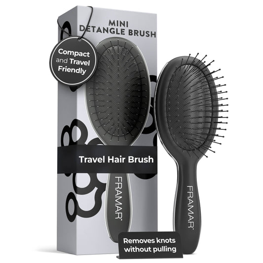 FRAMAR Mini Hair Brush, Travel Hair Brush, Black Mini Brush