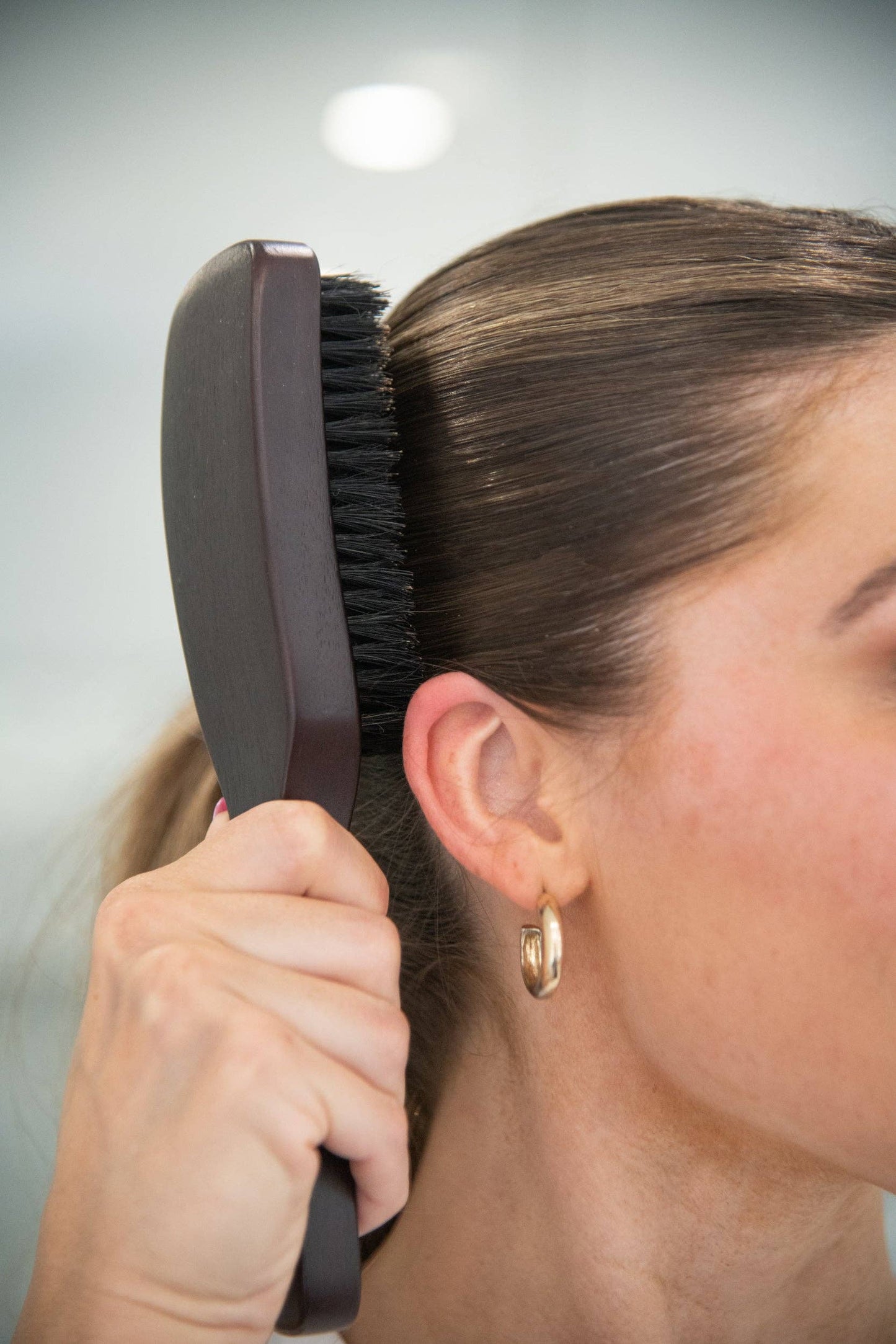 FRAMAR Boar Bristle Hair Brush, Wooden Slick Back Hair Brush