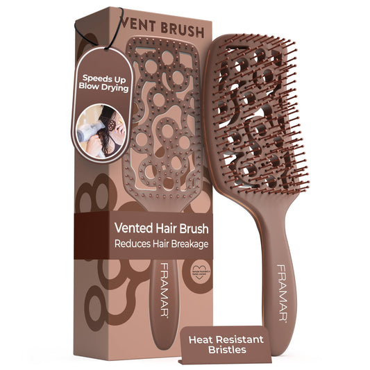 FRAMAR Vented Hair Brush For Blow Drying, Vent Brush - Brown