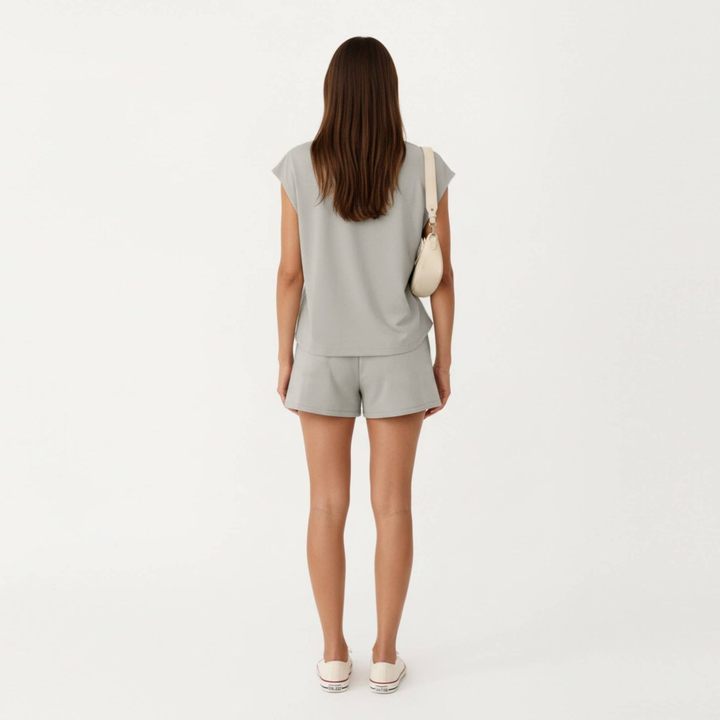 Short Sleeve Lounge Top and Shorts Set with Relaxed Fit