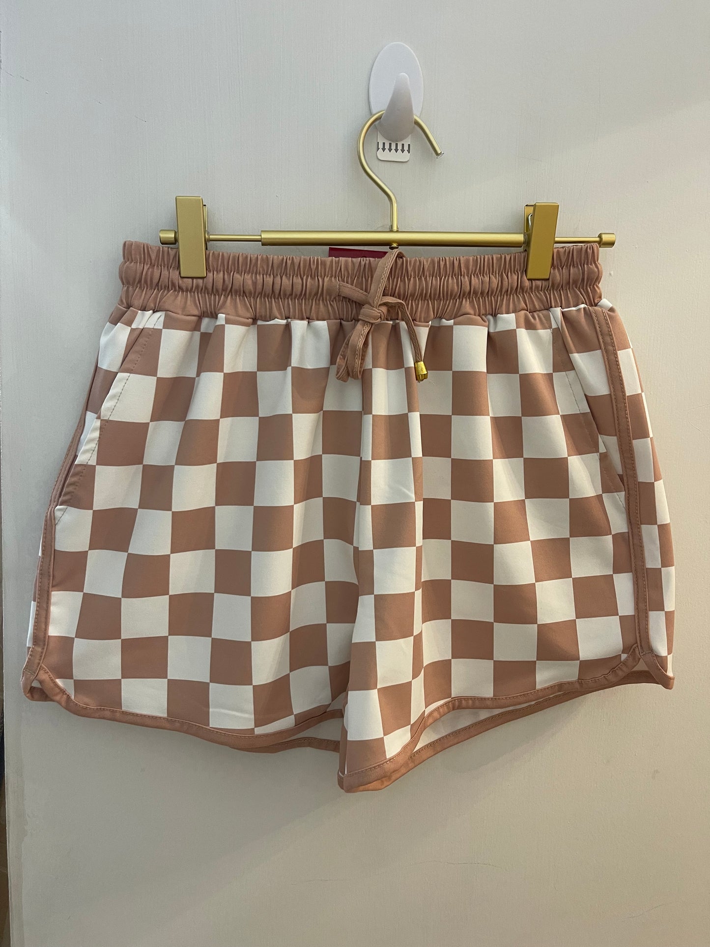 Your Move Checkered Drawstring Shorts