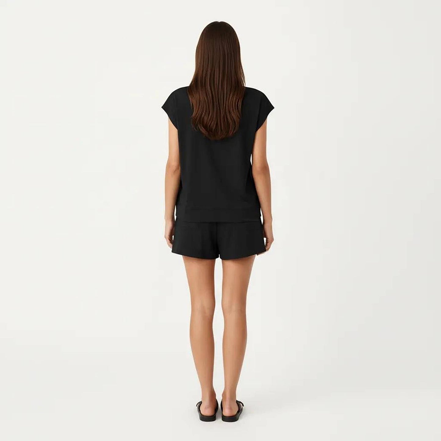 Short Sleeve Lounge Top and Shorts Set with Relaxed Fit