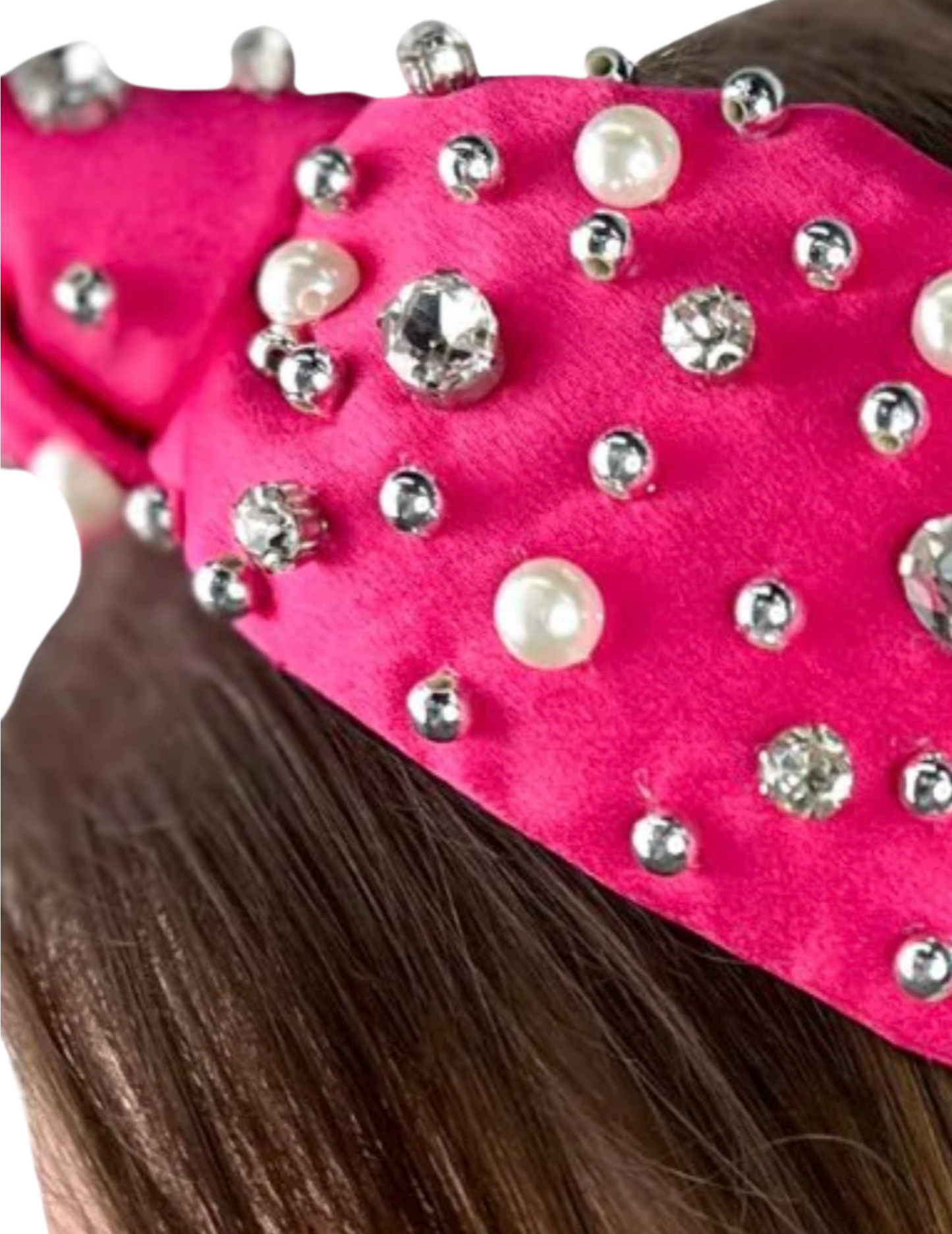 Pink Rhinestone And Pearl Headband