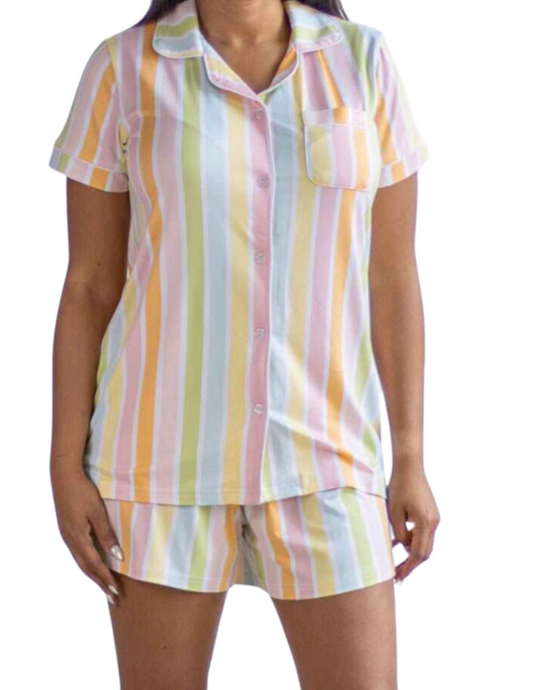 THE ROYAL STANDARD Candy Stripe Short Sleeve Sleep Shirt