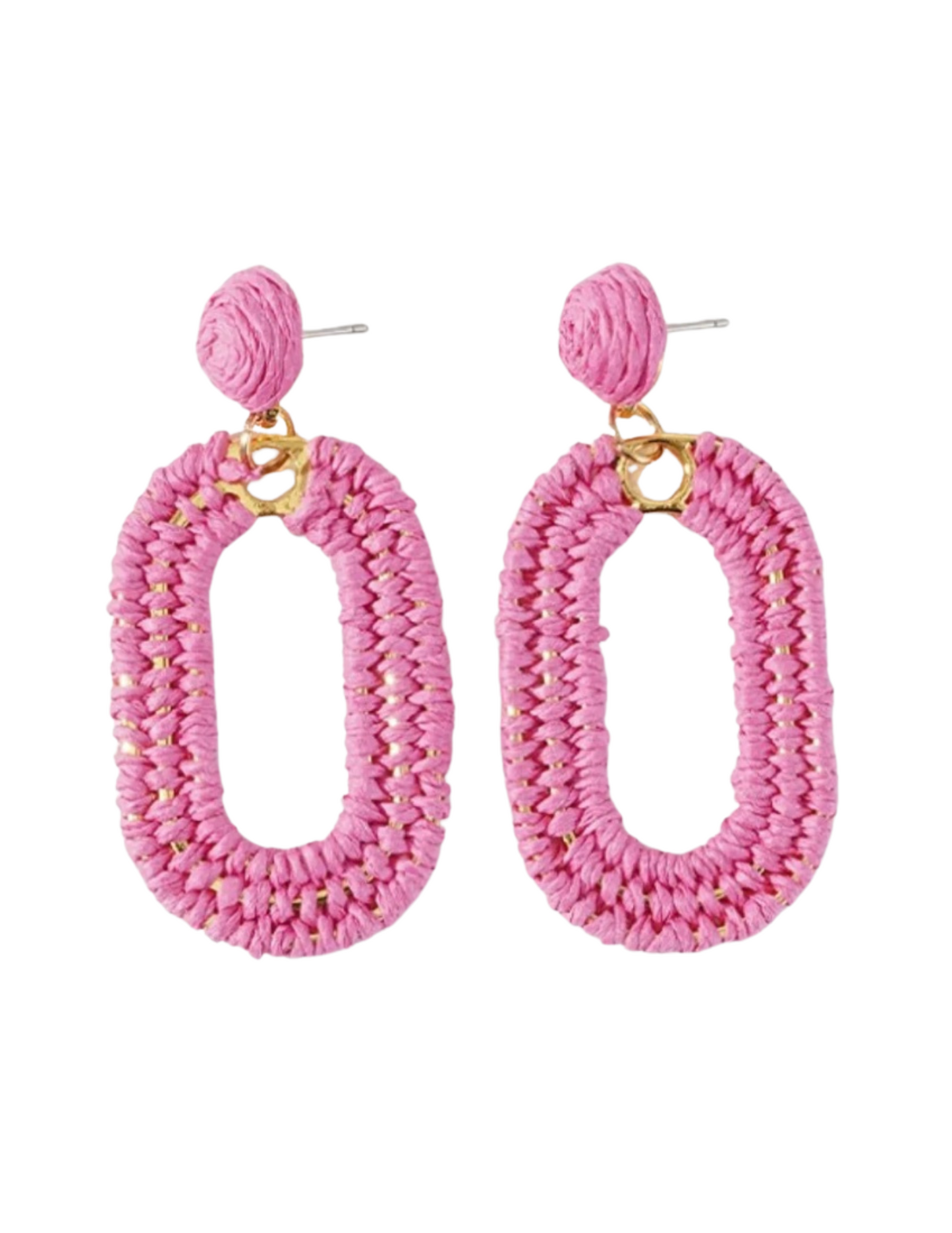 Lily Raffia Earrings Pink