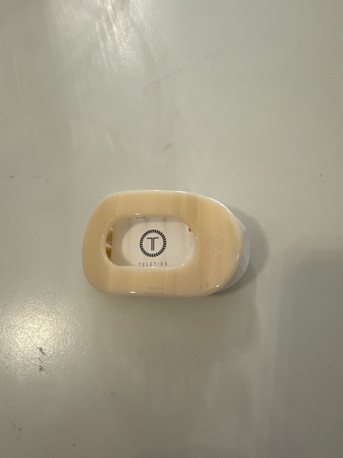 Almond Beige Small Flat Round Clip